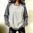 thumbnail image 2 of LUVDA Women's Raglan Stripe Crew Neck Sweatshirt Contrasting Sleeves Relaxed Fit Fall Pullover, 2 of 6