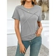 thumbnail image 2 of Womens Tops Short Sleeve Summer Tops For Women Casual Pleated Round Neck Business Womens T Shirts, 2 of 7