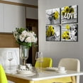 thumbnail image 4 of Yellow Rose Canvas Wall Decor for Living Room Bedroom Black and White Flower Prints Wall Art 16x16 4Pcs/Sets Couples Love Sign Paintings Pictures Bathroom Accessories Modern Artwork Home Decorations, 4 of 6