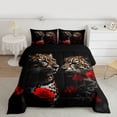 thumbnail image 2 of Manfei 3D Leopard Cheetah Full Size Comforter Sets 3-Piece, Chic Red Rose Bedding Comforter Set, Woodland Wildlife Bedding Sets, Super Cozy Room Decor, 2 of 8