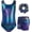Blue B, variant on Gymnastics Leotards for Girls with Cross Back,Sparkly Dance Leotard Unitards with Shorts and Hair Band Biketards Outfit for 5-10 Years