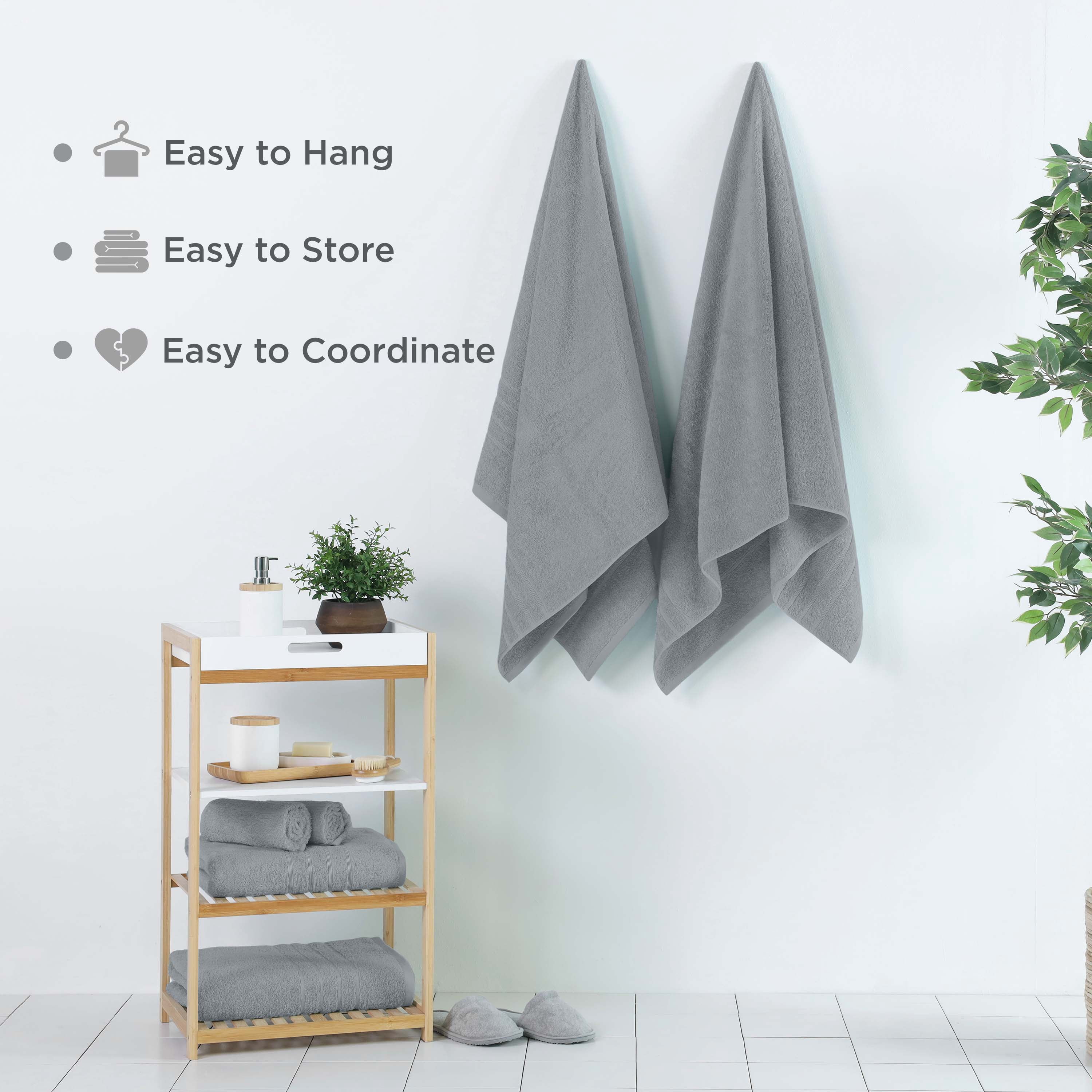 Martex 2-Pack Bath Sheet Set | 100% Cotton Extra Large 33" x 65" Towels | Monument Grey