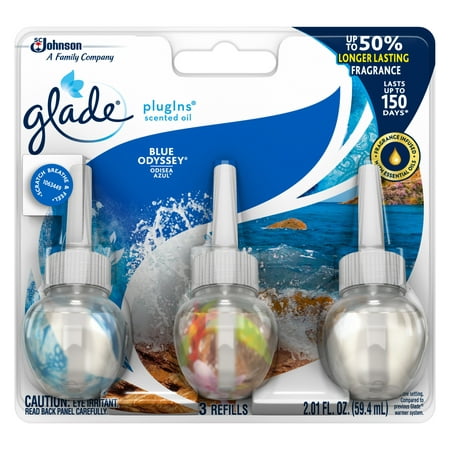 Glade PlugIns Refill 3 CT, Blue Odyssey, 2.01 FL. OZ. Total, Scented Oil Air