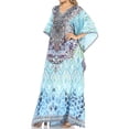 thumbnail image 3 of Sakkas Anahi Flowy Design V Neck Long Caftan Dress / Cover Up With Rhinestone - TRG225-Green - One Size, 3 of 5