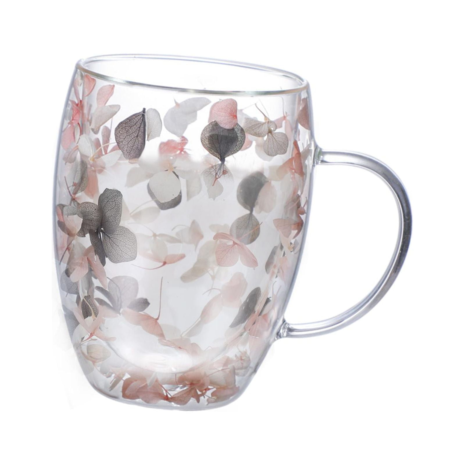 Double Walled Glass Cup Cappuccino Cups with Handle Heat Resistant Insulated Clear Glass Mug Tea Mug Espresso Cups for Tea Beverage Style B