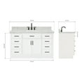 thumbnail image 3 of Ariel Hepburn 55 In. Rectangle Sink Vanity With 1.5 In. Carrara White Countertop In White, 3 of 9