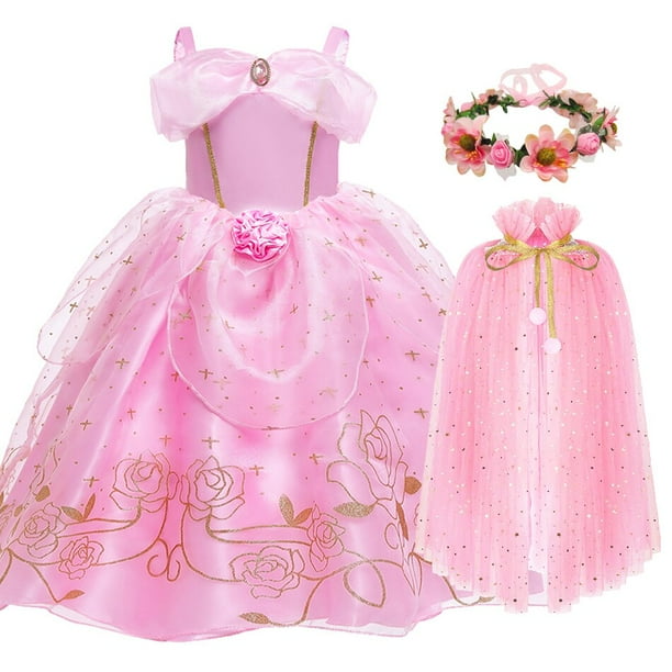 Vestido de princesa Aurora para niñas, disfraz de Cosplay de Bella Durmiente, regalo de Navidad para niños, vestido de baile Floral, ropa de fiesta de lujo, 10 Fivean unisex