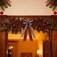 thumbnail image 6 of Darzheoy Red Fruit Plaid Bow with Pine Needles Christmas Decoration, for Door Lintel Home Decor, Holiday Hanging Pendant, 6 of 6