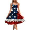 thumbnail image 4 of Women's 4th of July Patriotic Dress, Women Off-Shoulder Retro Punk Dress, Independence Day American Flag Print, Sleeveless Bodycon Mini Skirt,Wine M, 4 of 5