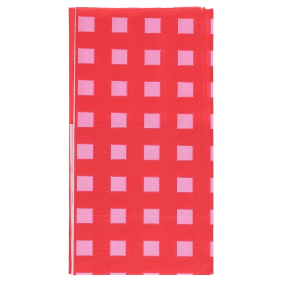 3" x 7" Disposable Pink and Red Checkered Paper Napkins, 16 Count, by Way To Celebrate