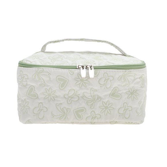 Bolsas de maquillaje de corazones cuadrados de tendencia única 1 Pc para viajar, poliéster verde
