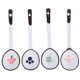 thumbnail image 1 of 4pcs Long Handle Ceramic Spoons Reusable Lightweight Cutlery for Soup, Porridge & Noodles with Cherry Blossom and Four Leaf Design, 1 of 5