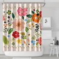 thumbnail image 2 of Extra Long Boho Shower Curtain 72x84 Inches - Vintage Floral & Tropical Leaves Pattern, Waterproof Bohemian Bathroom Decor with 12 Hooks, Tribal Rustic Style, 2 of 5