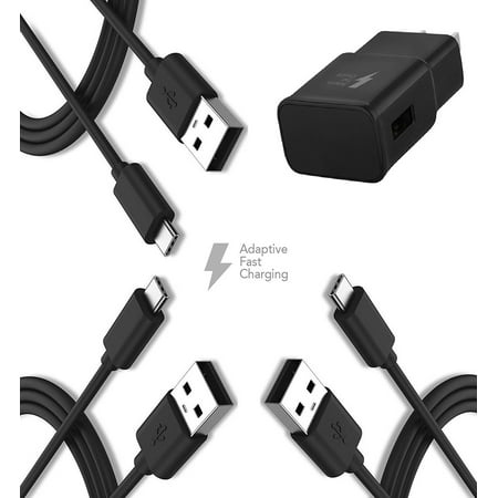Ixir Motorola Moto Z Charger Fast Type-C USB 2.0 Cable Kit by TruWire - (1 Wall Charger + 3 Type-C Cable) True Digital Adaptive Fast Charging uses dual voltages for up to 50% faster charging!