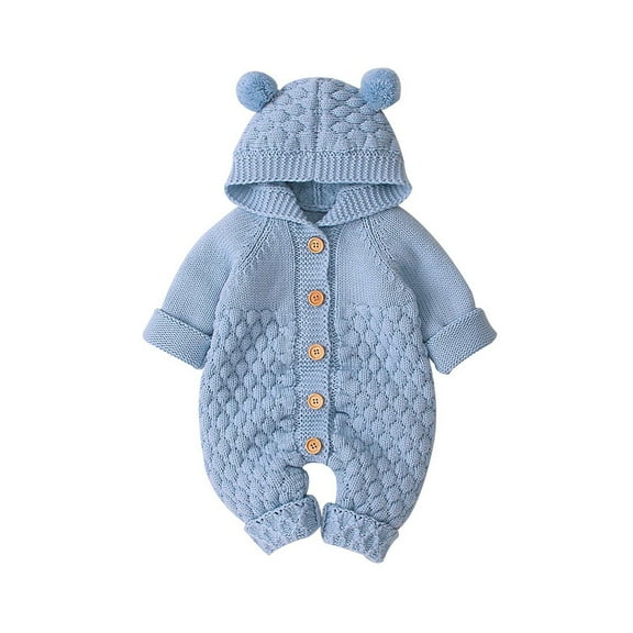 PINQI Sport Clothing for Baby Baby Girl Boy Winter Warm Coat Knit Outwear Autumn Winter Hooded Jumpsuit for 0 to 24 Months