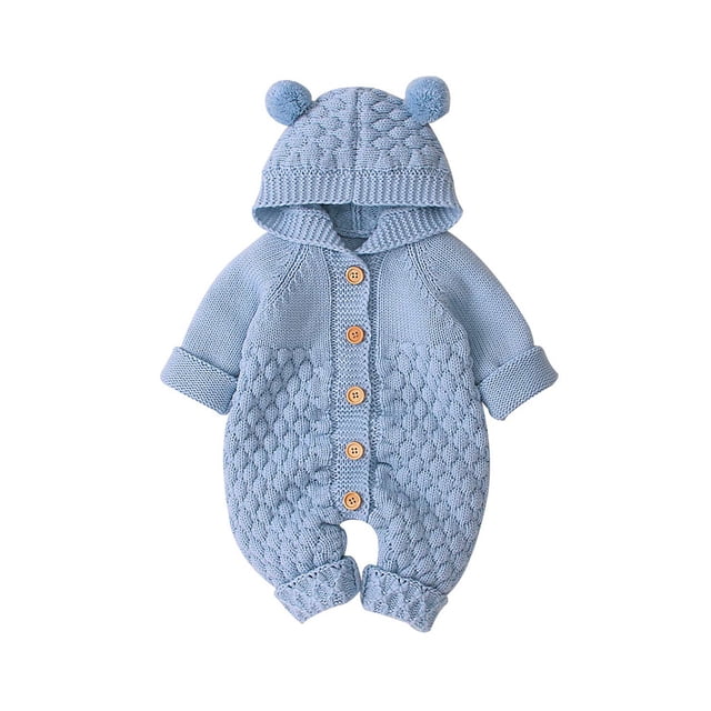 TIEVOSA Manteau d'Hiver Chaud pour Fille Garçon Combinaison à Capuche 18-24 Mois (Bleu)