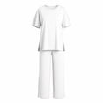 thumbnail image 6 of RYRJJ Pajamas for Women Soft Pjs Lounge Sets Short Sleeve Crewneck Tops and Long Pants 2 Piece Pjs Set with Pockets for Sleep Home Travel, 6 of 7