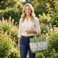 thumbnail image 4 of Floral Gardening Tools Bag for Women Gardening Tote with Pockets Outdoor Storage Organizer Gifts Gardening Gifts for Women, Men, Mom, Canvas Yard Work Carrier for Spring Planting Decor, Green, 4 of 5