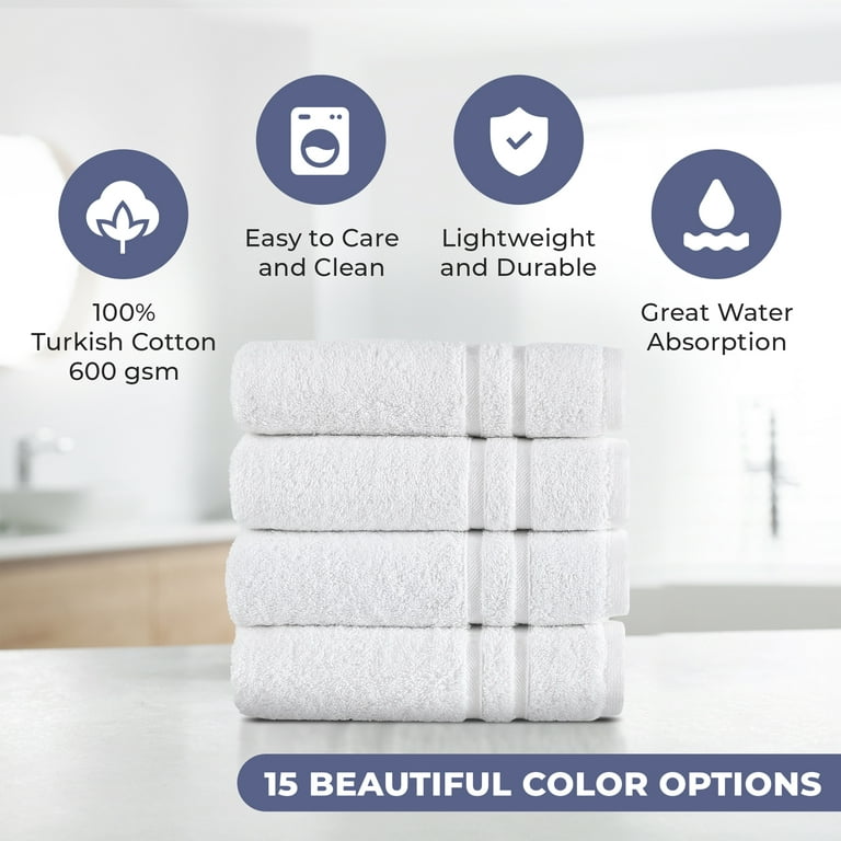 Hammam Linen White Hand Towels Set of 4 – Luxury Cotton Hand Towels for  Bathroom – Soft Quick Dry Towels 