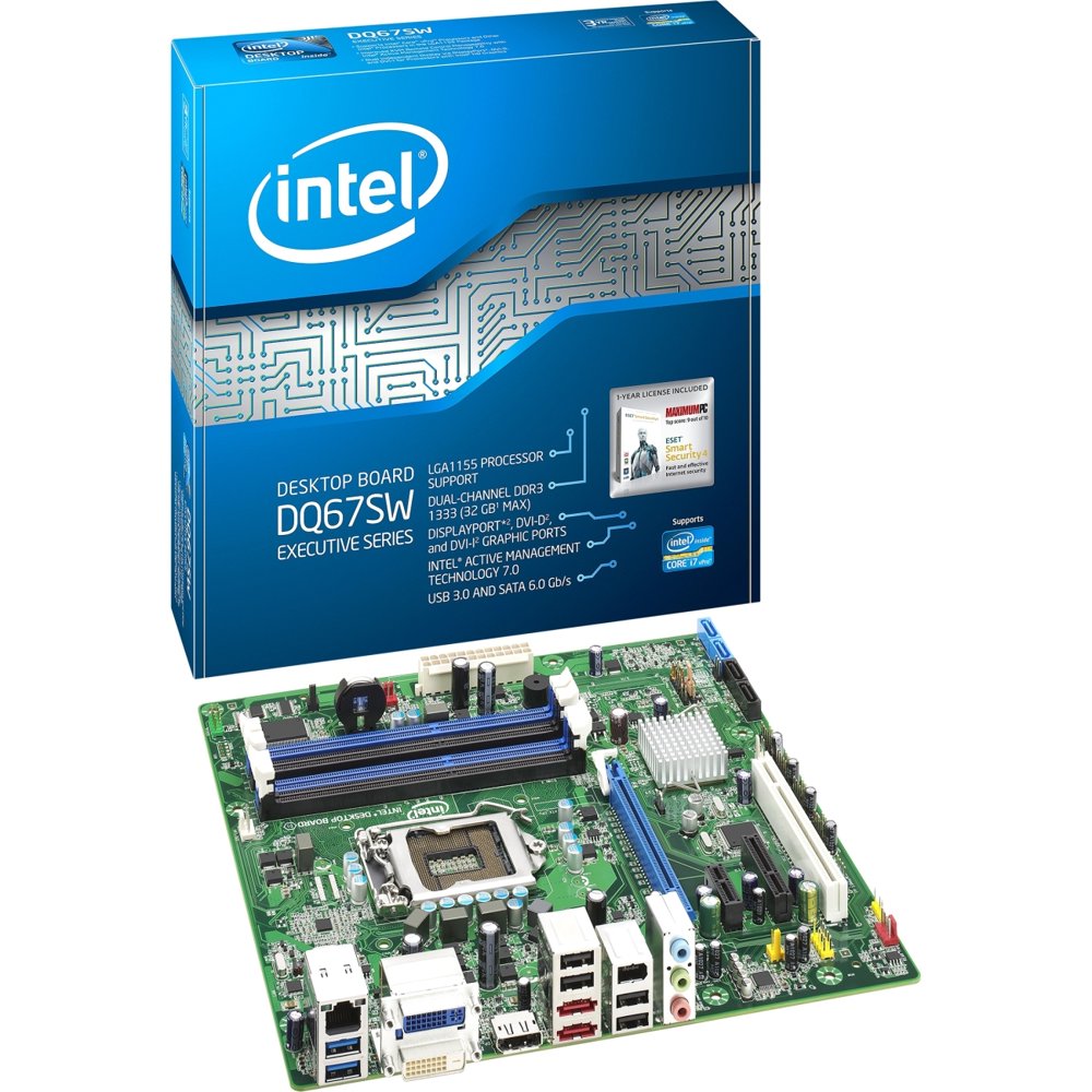Intel Executive DQ67SW Desktop Motherboard, Intel Chipset, Socket H2 LGA1155, Micro ATX