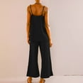 thumbnail image 2 of Lovskoo Women's Summer Cotton Linen Outfit Sets Cami Tops Palazzo Pants Flowy Wide Leg Beach Trousers with Pockets Black, 2 of 9