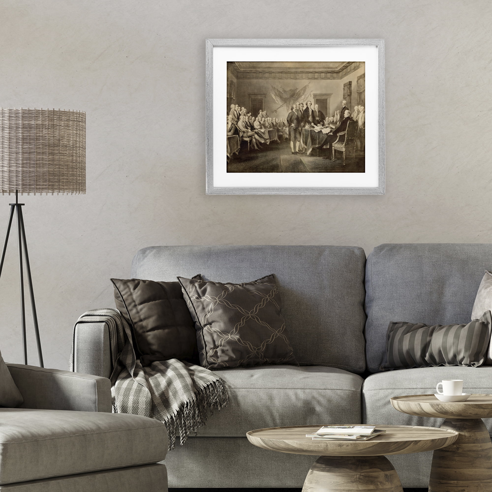 Stupell Industries Historical Signing Of Declaration Gray Framed Print Under Glass, design by Arlington Prints