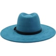 thumbnail image 5 of Fedora Hat for Women Men Big Wide Brim Western Suede Hats with Belt Buckle, 5 of 6