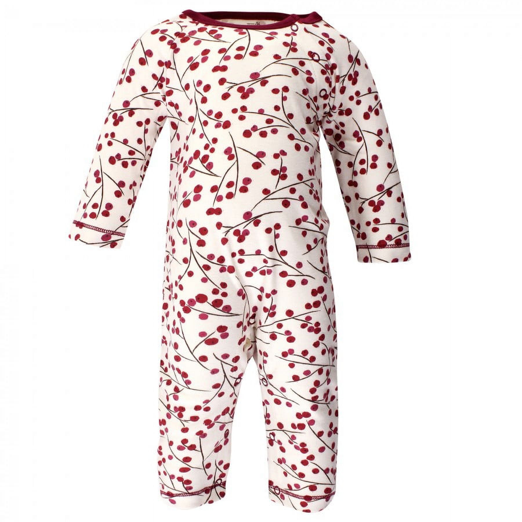 Touched by Nature Baby Girl Organic Cotton Coveralls 3pk, Berry Branch, 18-24 Months