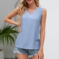 thumbnail image 7 of up to 60% off Gifts Usmixi Womens Tank Tops Casual Solid Comfy Breathable Cotton Linen Tee Shirts Vest Summer Trendy Plain V-Neck Sleeveless Shirts Blouse Sky Blue m, 7 of 7