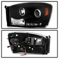 thumbnail image 2 of Spyder Automotive Headlight Assembly 5010001 Halogen Bulb; Projector Beam With LED Halo; High H1/Low H1 Clear Bulb; Clear Lens; Black Housing; Set of 2, 2 of 9