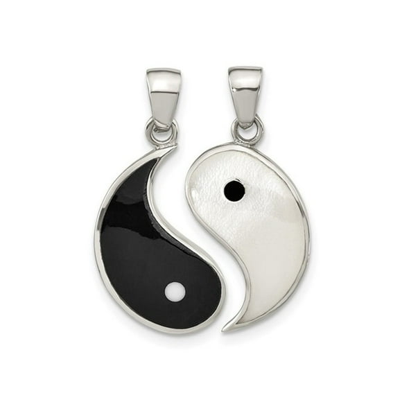 Sterling Silver Split Yin Yang Charm Pendant Necklace with Chains