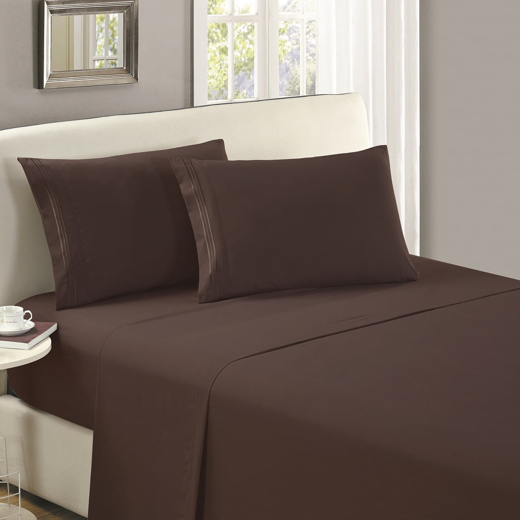 Mellanni Fitted Sheet Cal-King Brown Brushed Microfiber 1800 Bedding Cal King, Brown Fade Hypoallergenic - Stain Resistant Wrinkle