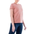 thumbnail image 3 of Time and Tru Womens Striped Short Sleeve Slub Crew Neck T-Shirt, 3 of 6