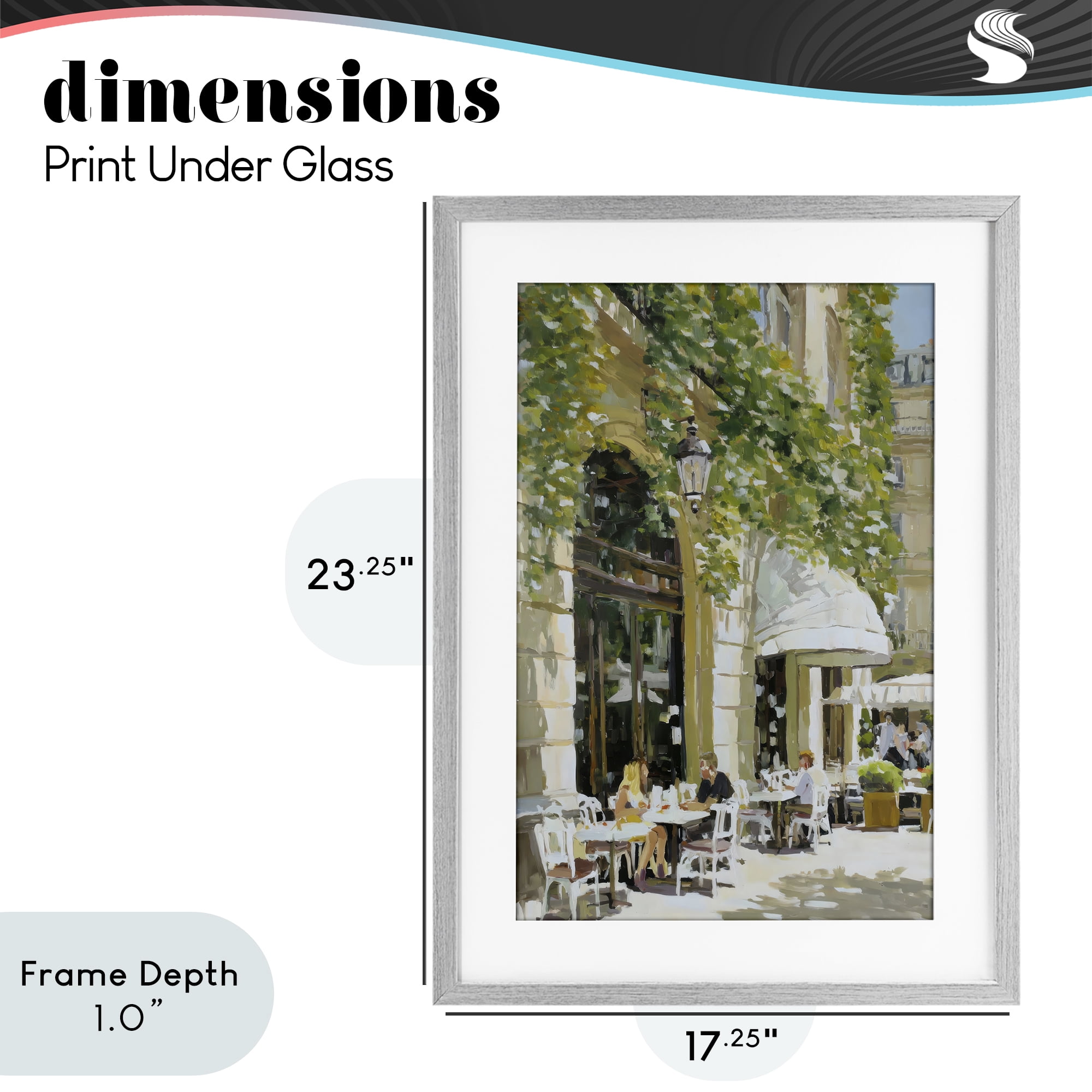 Stupell Industries Sunny Day Cafe Terrace Gray Framed Print Under Glass, design by Petal Prints Design