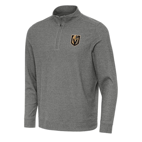 Men's Antigua Heather Black Vegas Golden Knights Subtle Quarter-Zip Sweatshirt