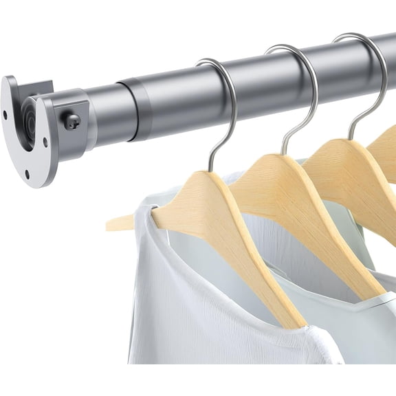 Closet Rods for Hanging Clothes, 17 to 84 Inches No-Cut Stepless Adjustable Closet Rod, 1.3 Inches Expandable Metal Heavy Duty Closet Hanging Rod for Closet Wardrobe Bathroom Laundry RV, Silver