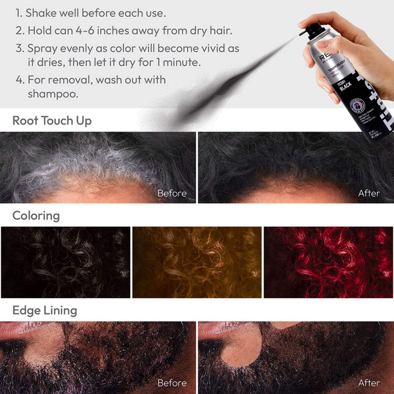 Red By Kiss Temporary Hair Color Dye Spray, Quick Dry & Smudge Proof, Styling Spray for Event, Fast Drying