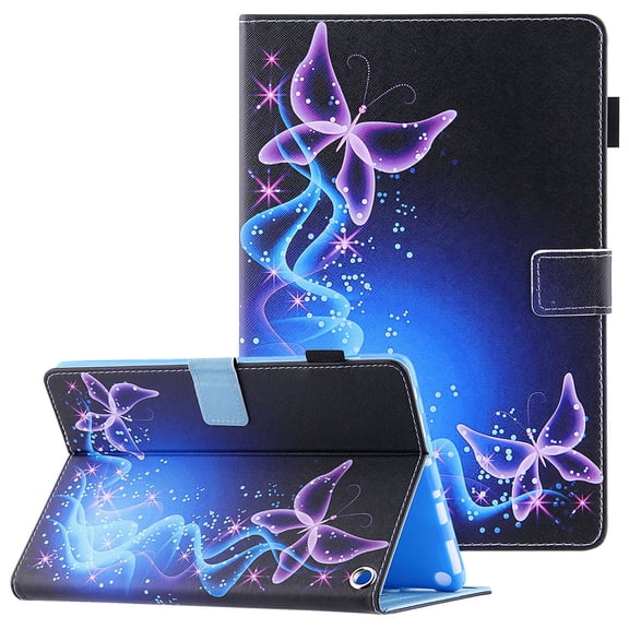 PU Leather Case for Fire HD 10.1" (11th Gen 2021), Fire HD 10 Plus Cover with Pen Holder, Allytech Slim Stand Cover Colorful Pattern Shockproof Auto Wake Sleep Case with Card Slots, Purple Butterfly