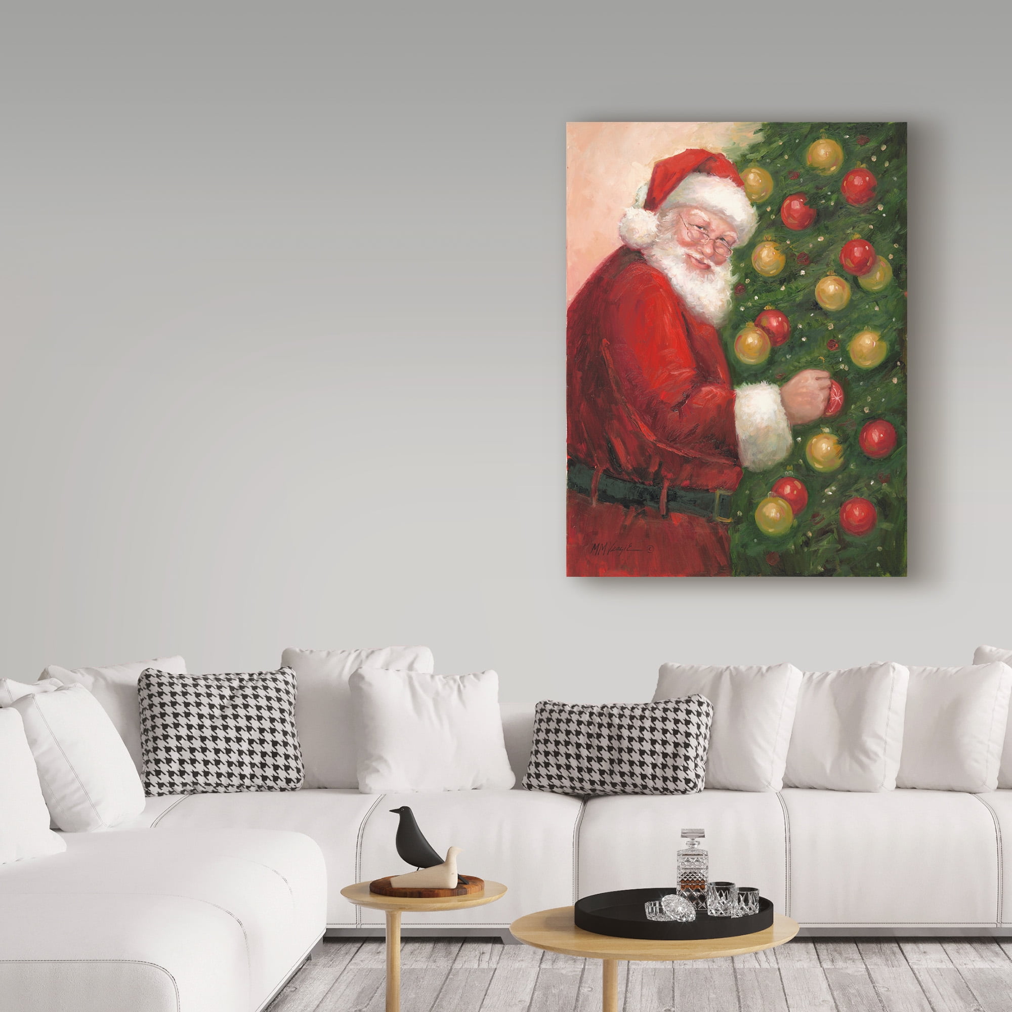 Trademark Fine Art 'Santa With Ornaments' Canvas Art by Mary Miller Veazie