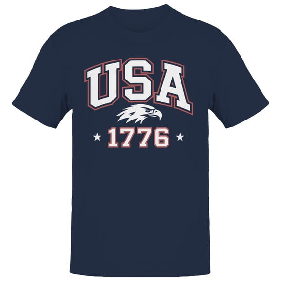 Smartprints USA 1776 Patriotic Eagle Graphic Men's T-shirt, Navy, S