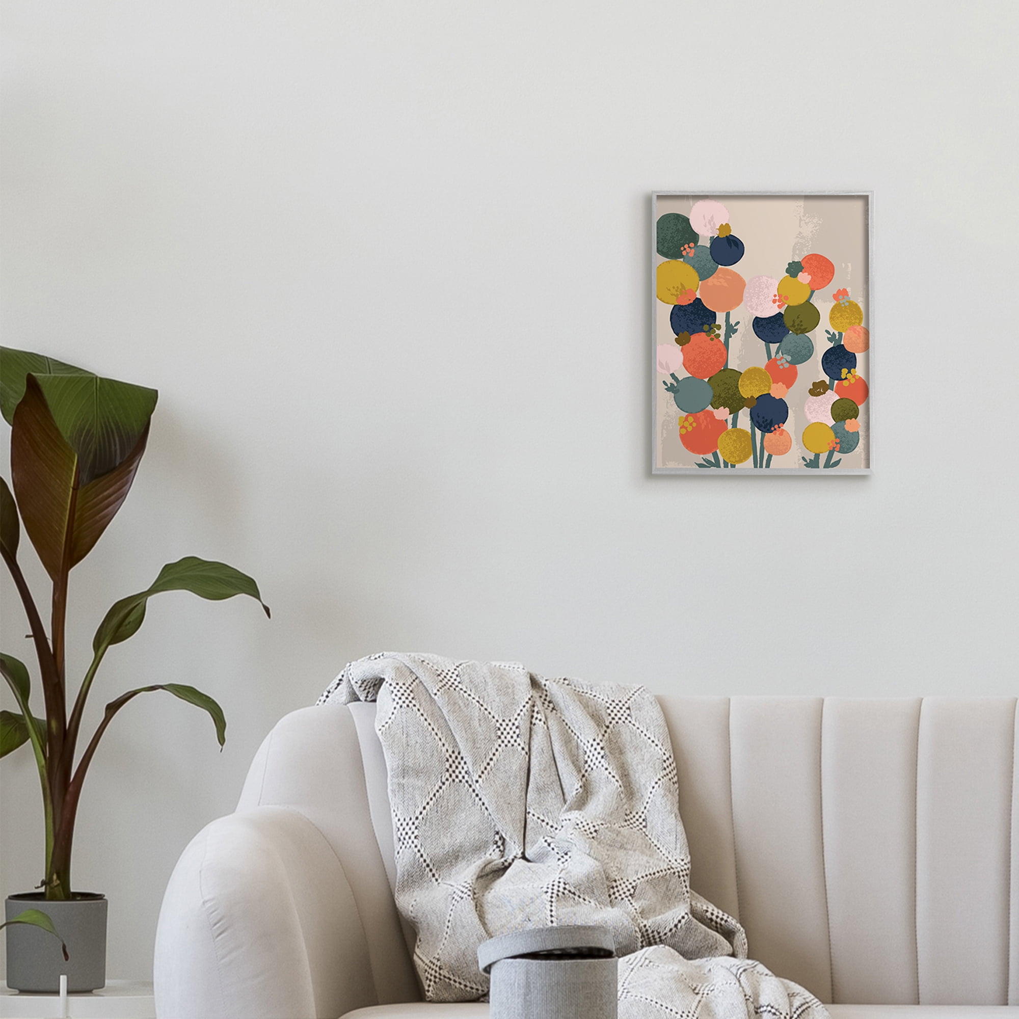Organic Shape Flowers Circular Distressed Pattern 11 in x 14 in Framed Painting Art Prints, by Stupell Home Décor