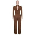 thumbnail image 6 of safuny Women's Sports Clothing Sets Yoga Outfits 2Pc Casual Relaxed Autumn Solid Backless Elastic Waist Pants Fashion Tracksuit Long Sleeve High Neck Tops Spring Coffee XL, 6 of 9