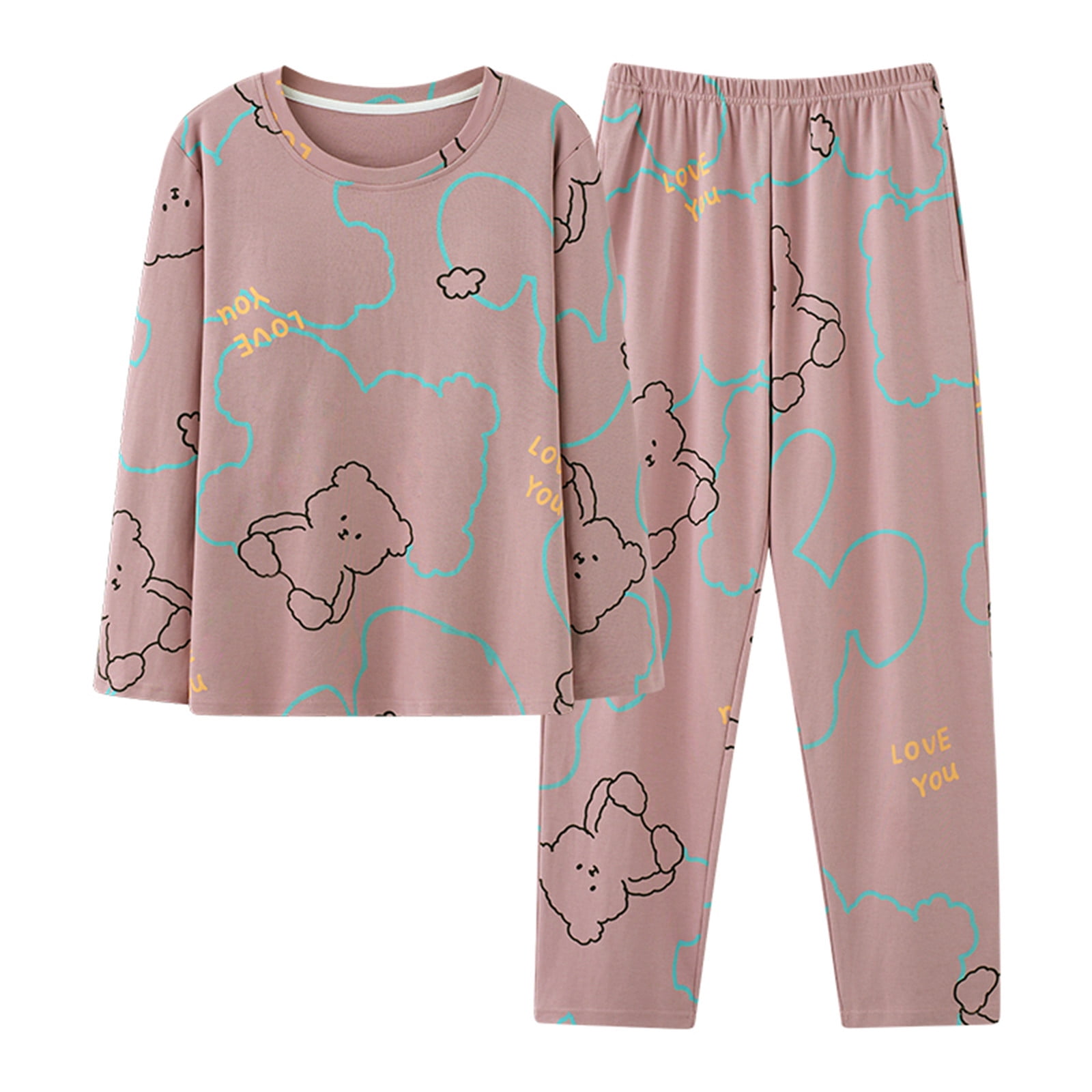 zanvin Womens Pajama Sets Pajamas for Women Cute Sheep Print Crewneck Long Sleeve Top with Chest Pad and Pants Pj Sets Girlfriend Gifts Purple XL