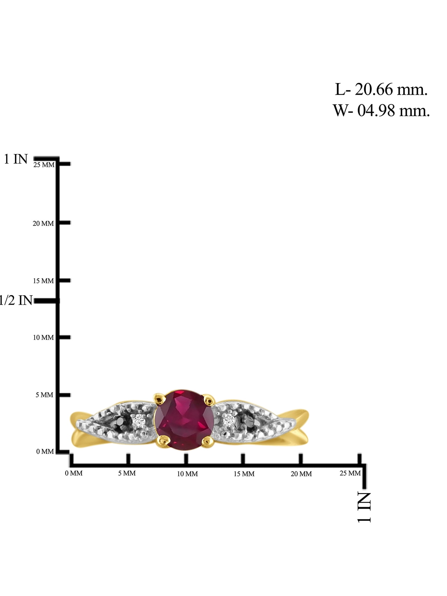 JewelersClub Ruby Ring Birthstone Jewelry – 0.75 Carat Ruby 14K Gold Plated Silver Ring Jewelry with Black & White Diamond Accent – Gemstone Rings with Hypoallergenic 14K Gold Plated Silver Band