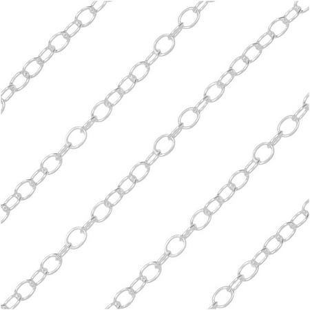 Oval Cable Link - Bulk Cable Chain, 2.2x1.8mm Oval Links, Sold By The Foot, Sterling Silver