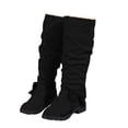 thumbnail image 3 of Black Womens Mid Calf Boots Knee High With Bow Detail Block Heel for Casual Winter Wear Available In Dark Shade Size 5.5, 3 of 9