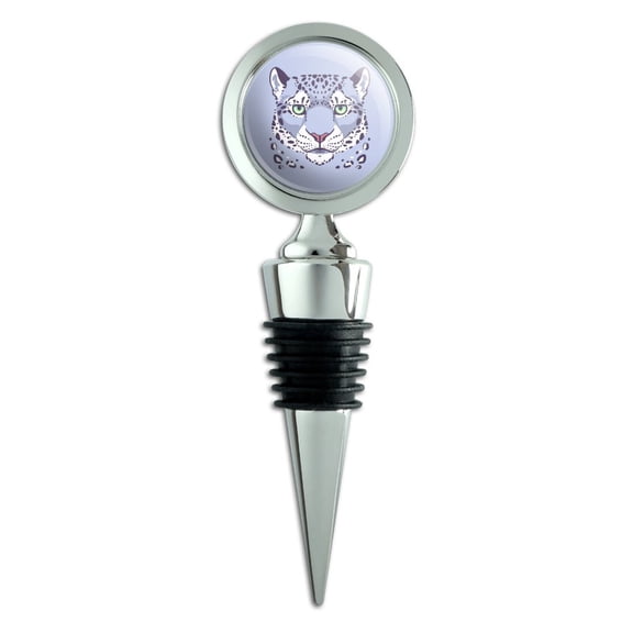 Spotted Snow Leopard Face Wine Bottle Stopper