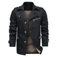thumbnail image 3 of Tuphregyow Men Fleece Jacket Trendy Solid Warm Fall Winter Outwear Hiking Casual Long Sleeve Lined Zip Up Flannel Coat Black XXXL, 3 of 5