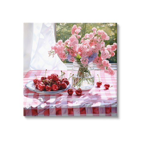 Stupell Industries Cherry Blossoms & Fruits Botanical & Floral Painting Gallery Wrapped Canvas Art Print Wall Art, 36 x 36