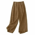 thumbnail image 3 of QATAINLAV 2025 Summer Pants for Women Lightweight Cotton Linen Beach Pants Loose Fit Elastic Waist Wide Leg Lounge Trousers with Pockets Brown L Lightening Sales, 3 of 8